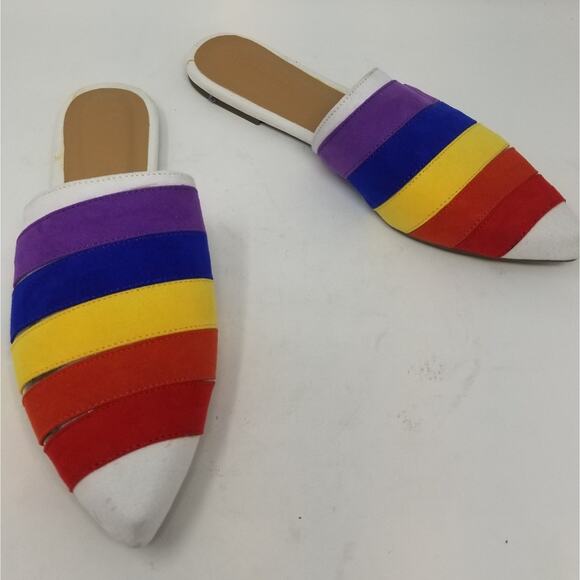 Bamboo NEW Colorful Slip On Mules Multicolor Comfortable Women's Size 8 1\2 - Picture 2 of 7